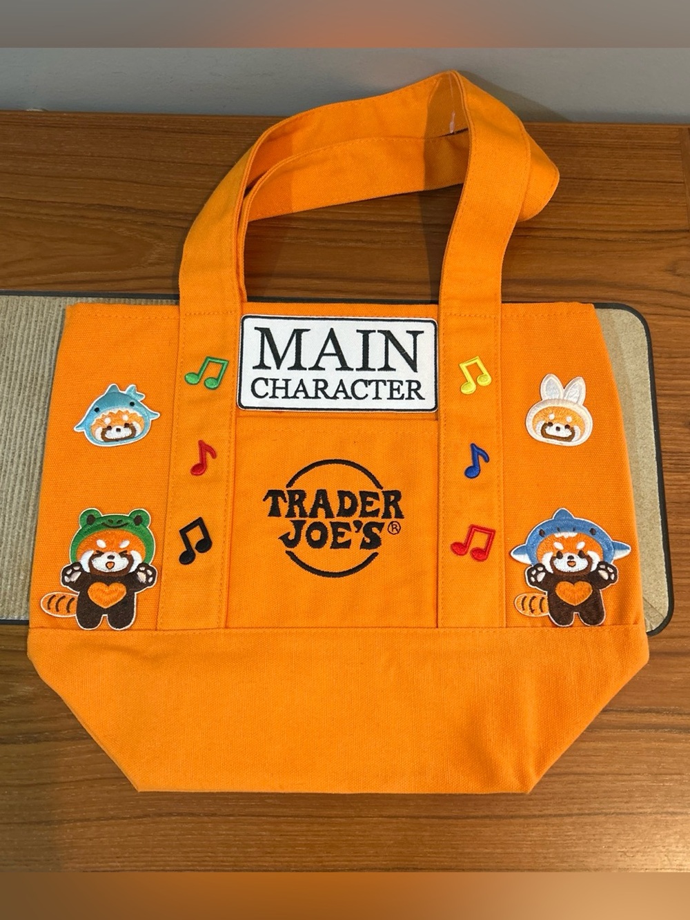 Upcycled Trader Joe's Orange 'Main Character' Energy Tote Bag
